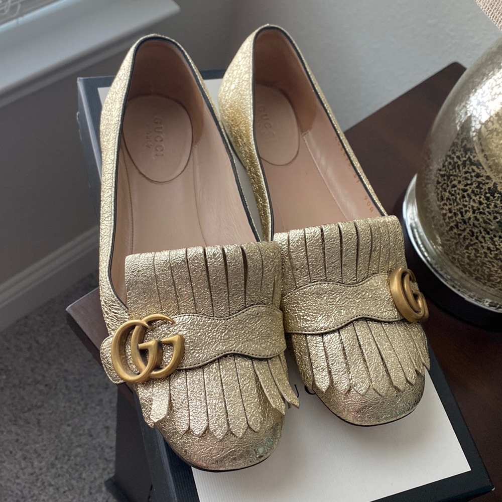 Authentic gold Gucci flats